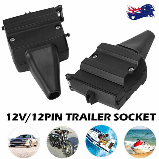 12 Pin Flat Trailer Socket Plug Set Connector Trailer Camper Adaptor Caravan