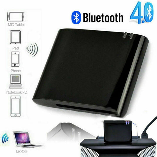 Bluetooth 4.1 Music Audio Adapter Receiver 30 Pin Dock Speaker for iPod iPhone