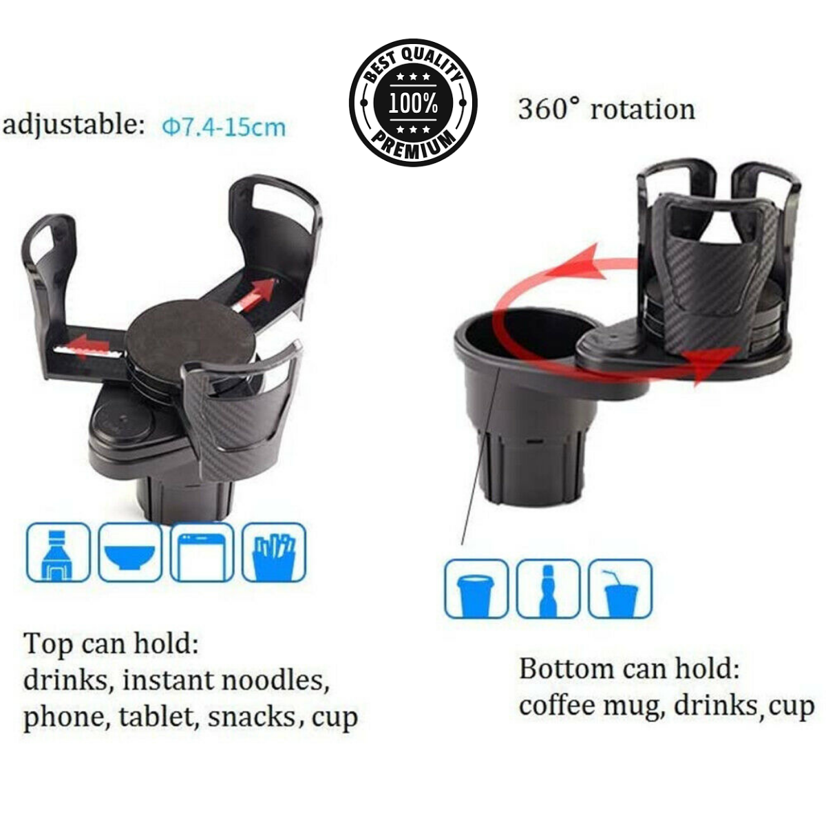 Multi Function Car Drink Cup Holder Coffee Bottle Water Stand Food Storage Mount