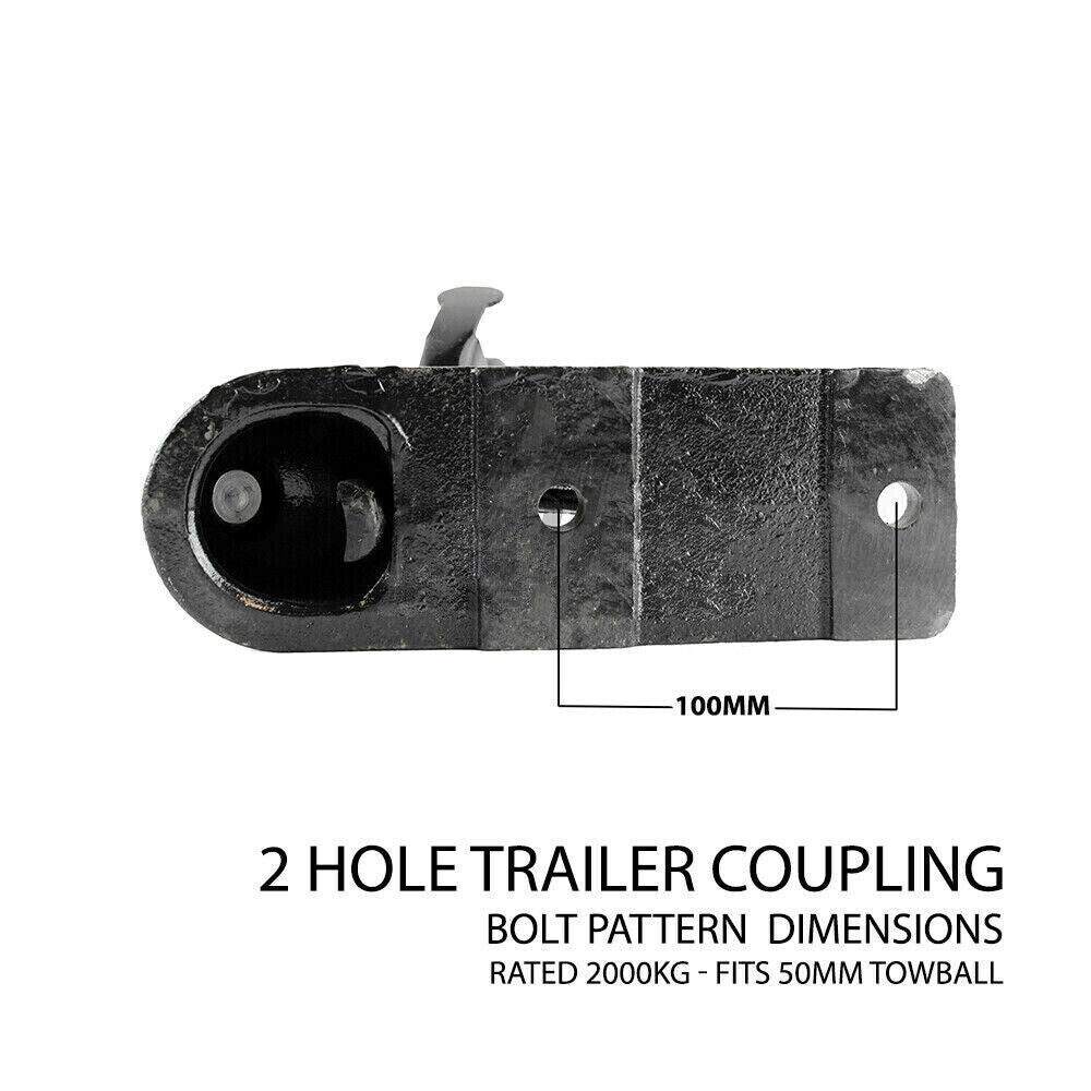 TRAILER HITCH 2 HOLE QUICK RELEASE COUPLING BLACK 50MM 2000kg