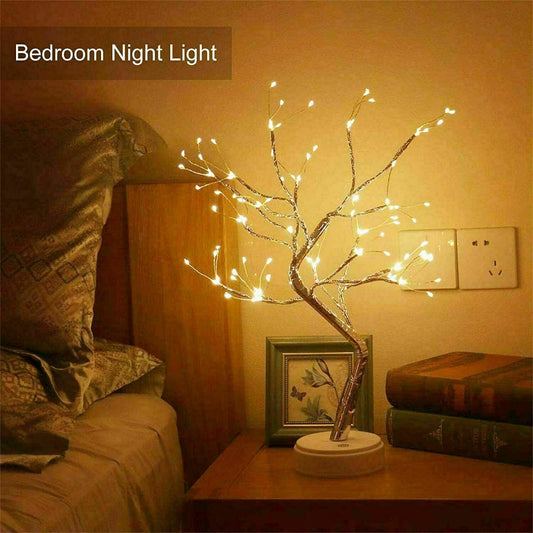 Light Tree Table Desk Lamp LED Night Gold Branch Battery USB Wedding Party Decor