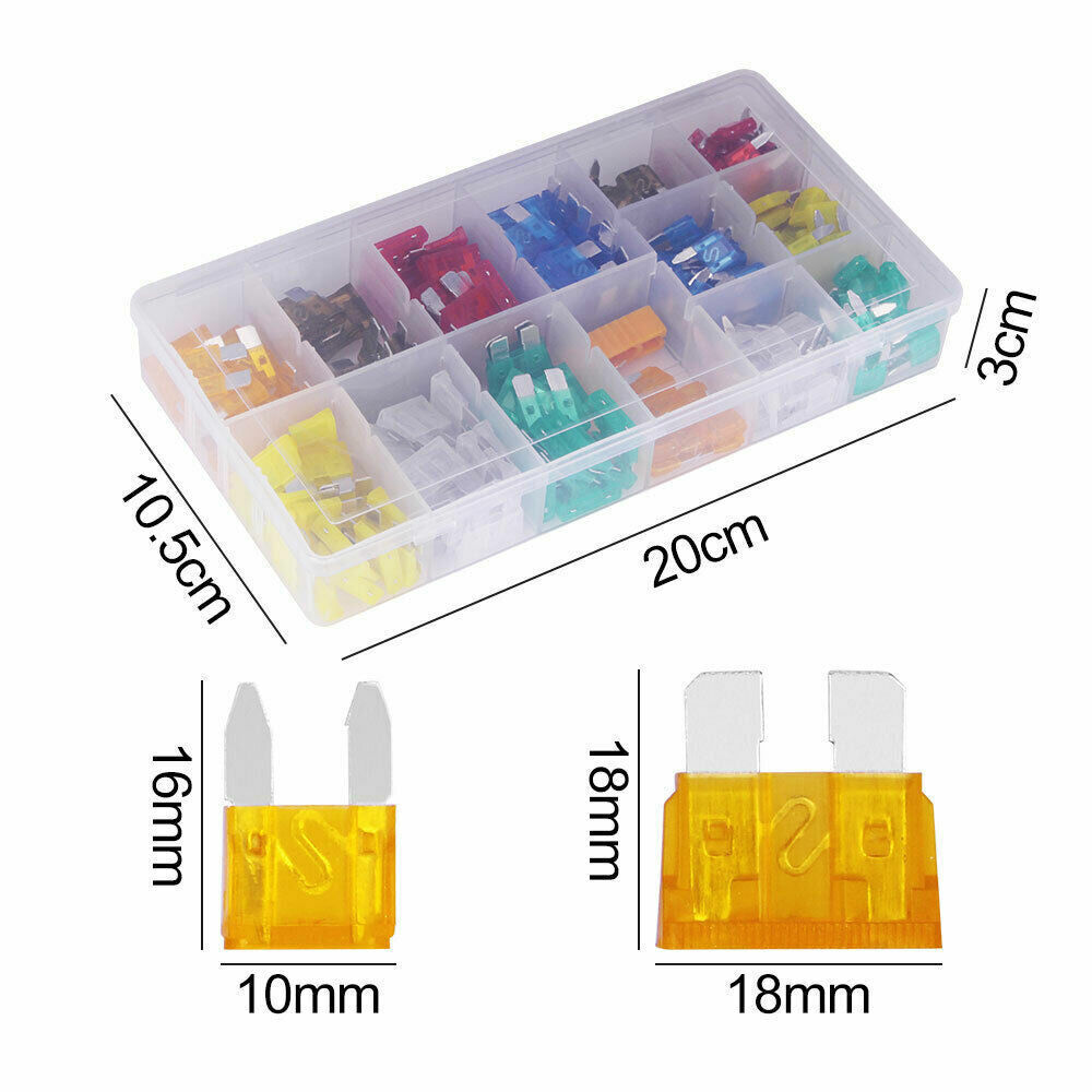 Assorted Mini Fuse Blade Fuses Set Auto Car Truck Assortment Kits ATM APM 220pcs