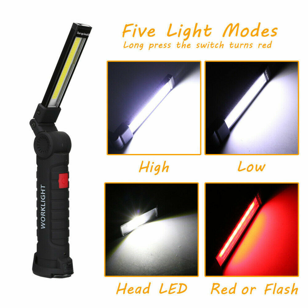 Large Rechargeable COB LED Hand Torch Flashlight Work Light Lamp Magnetic