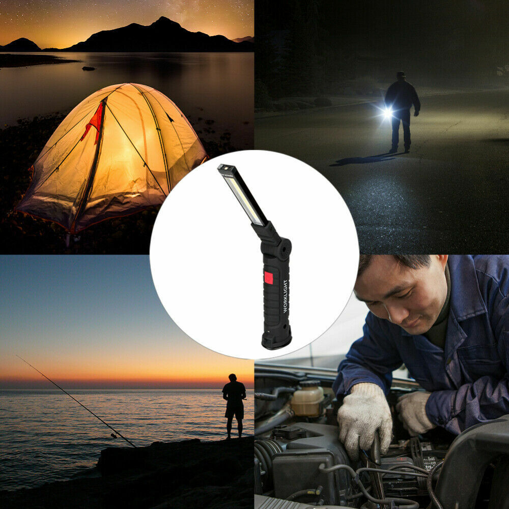 Large Rechargeable COB LED Hand Torch Flashlight Work Light Lamp Magnetic