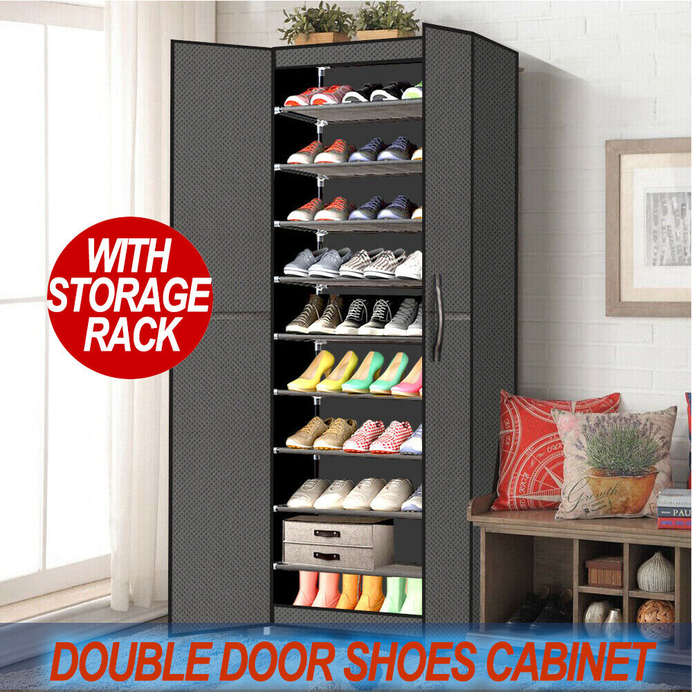 10 Tiers Shoe Rack Stackable Fabric Cabinet Storage Holder Wardrobe Organiser AU