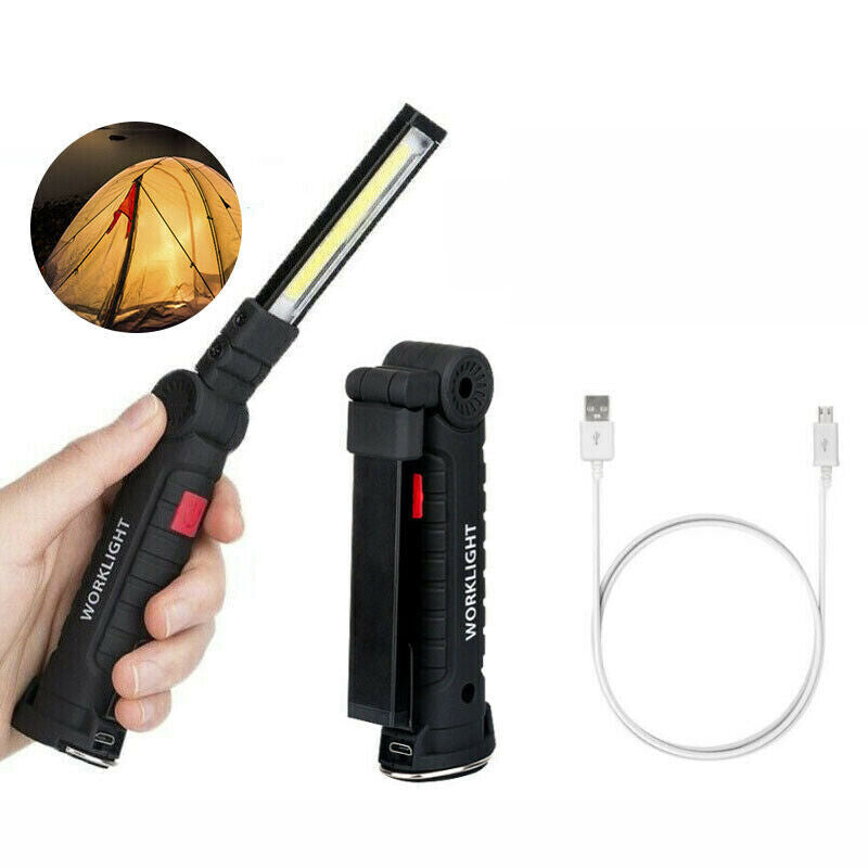 Large Rechargeable COB LED Hand Torch Flashlight Work Light Lamp Magnetic