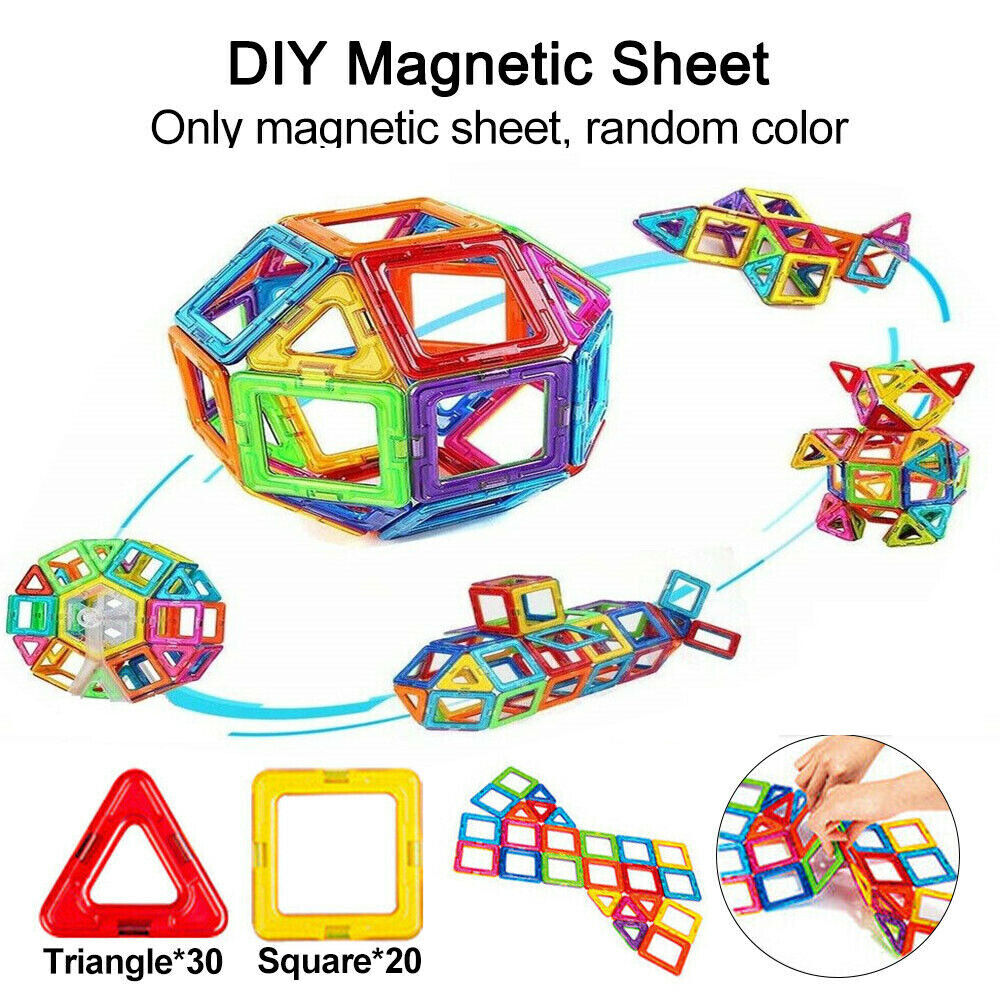50pcs Magnetic Building Blocks Set 3D Tiles DIY Toys Gift Kids Educational