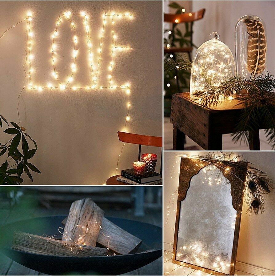 2M 20LED Battery Powered String Fairy Lights Copper Wire Waterproof Xmas Decor (Cool White)