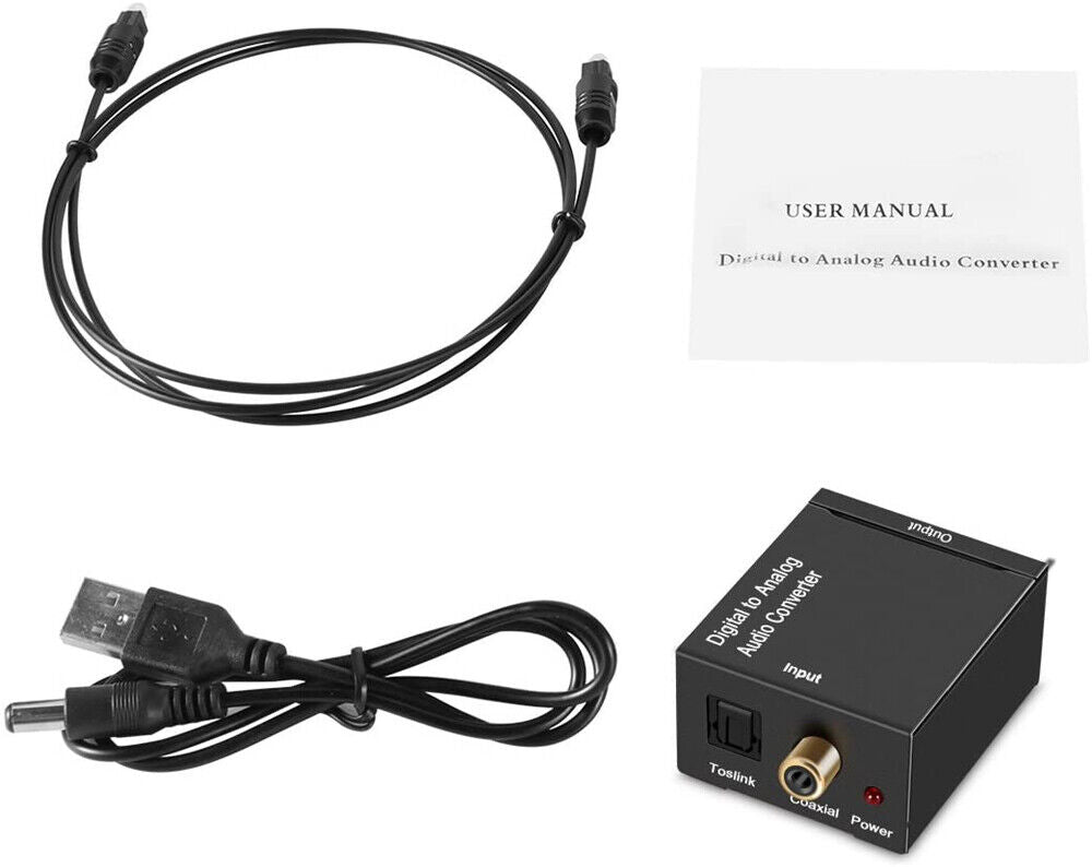 Optical Coaxial Toslink Digital to Analog Audio Converter Adapter RCA L/R 3.5mm