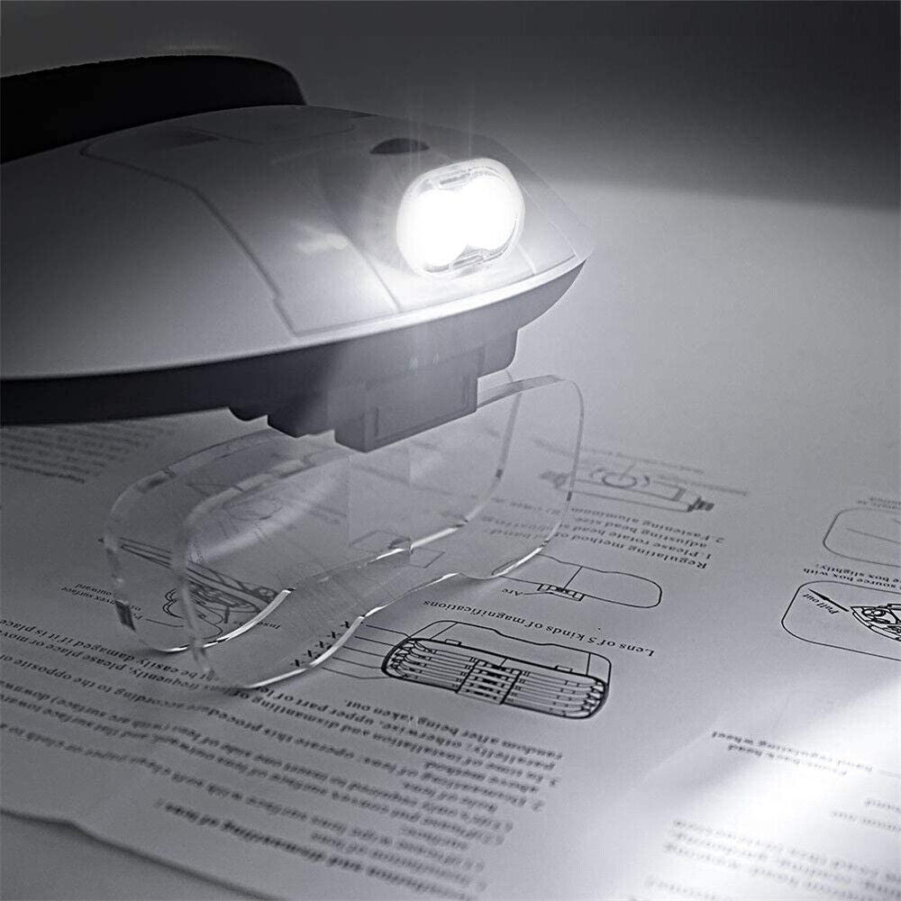 Jewelry Headband Magnifier 2 LED Lamp Head Mounted Magnifying Glass Loupe Light