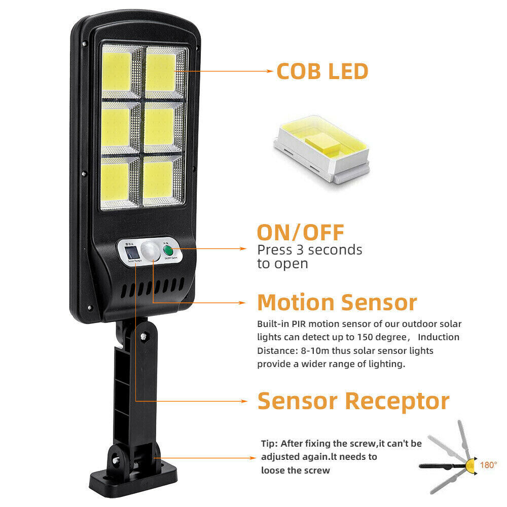 6COB Solar Street LED Light Motion Sensor Remote Outdoor Garden Flood Down Lamp
