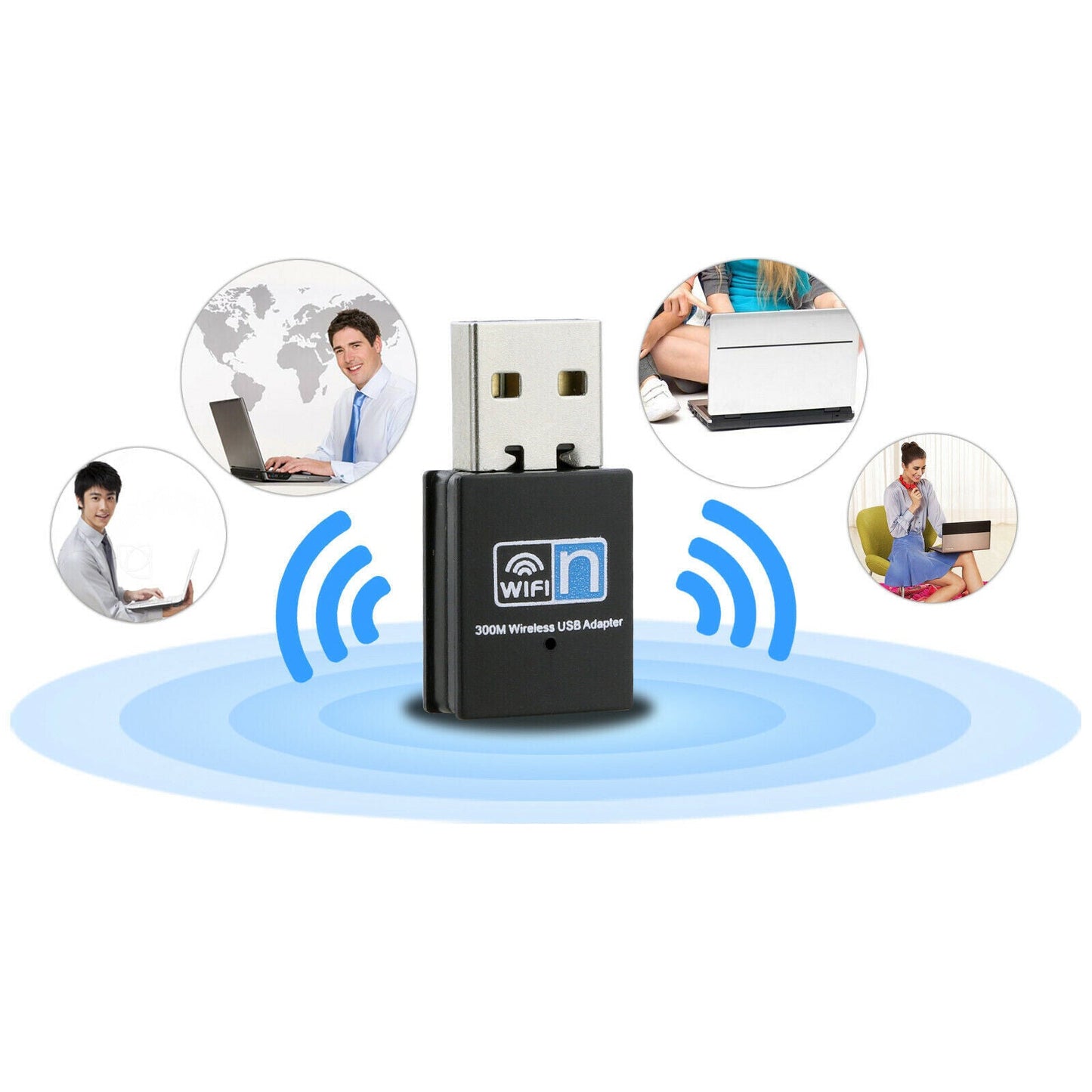 USB Wireless N WiFi Adapter Dongle Network LAN Card 802.11n 300Mbps Windows 10