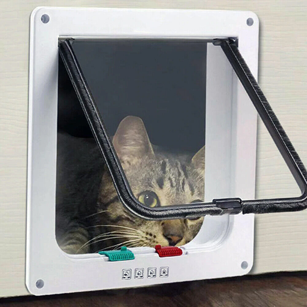 4-Way Safe Lockable Locking Pet Cat Dog Door Brushy Flap Screen L Large Size AU