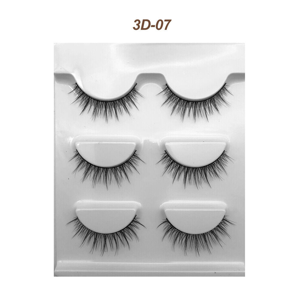 Eyelashes 3 Pairs Mink Natural Long Thick Makeup Cross False Eye Lashes AU Stock