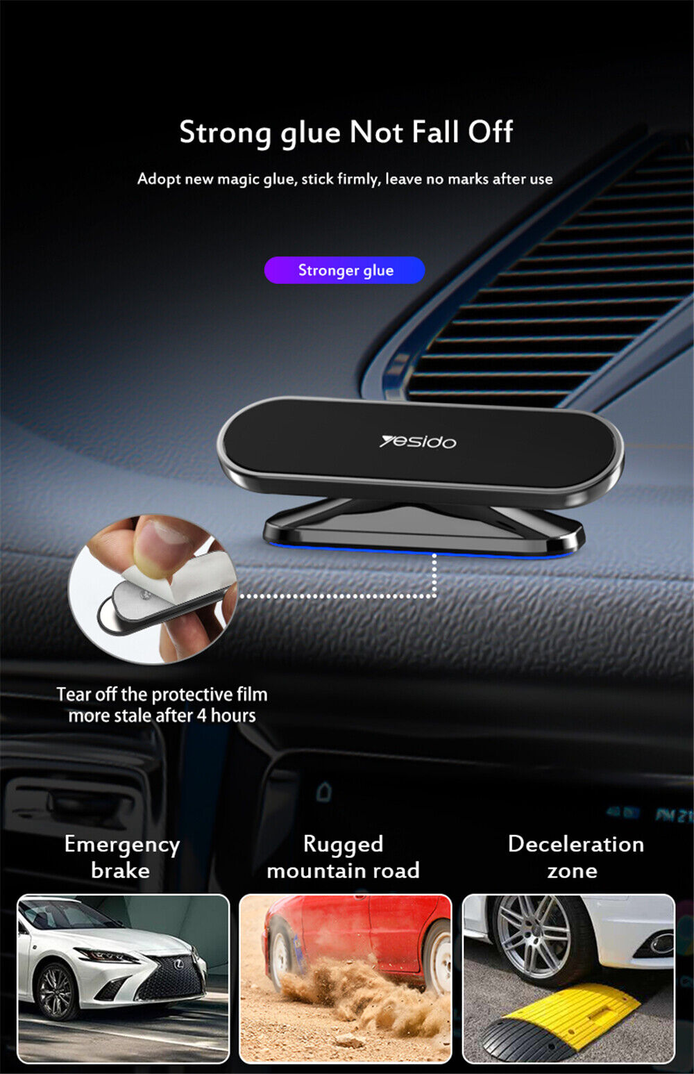 360¡ã Rotate Universal Magnetic Car Mount Dash Phone Holder for iPhone Galaxy GPS