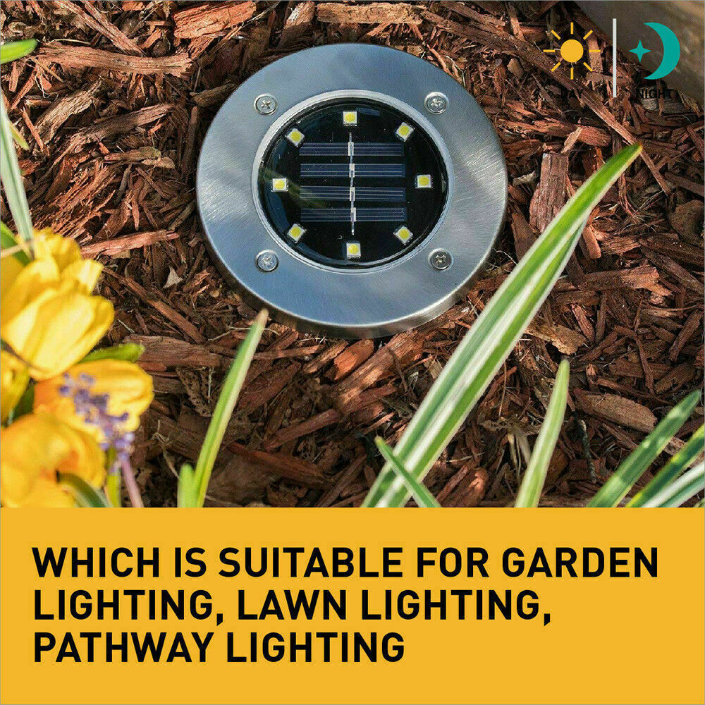 Solar Powered LED Buried Inground Recessed Light Garden Outdoor Deck Path