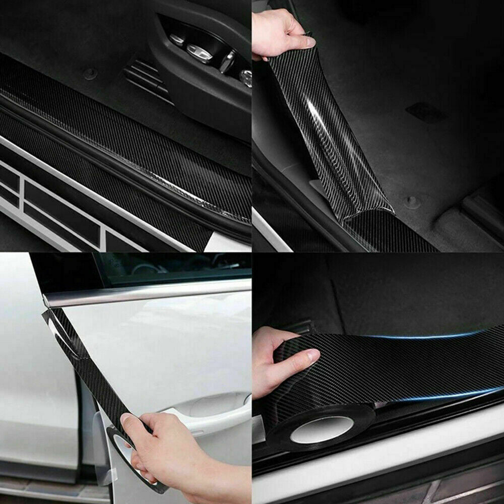 CarDoor Sill Protector Strip Carbon Fiber Bumper Sticker Rubber Trim Edge 5CM*3M