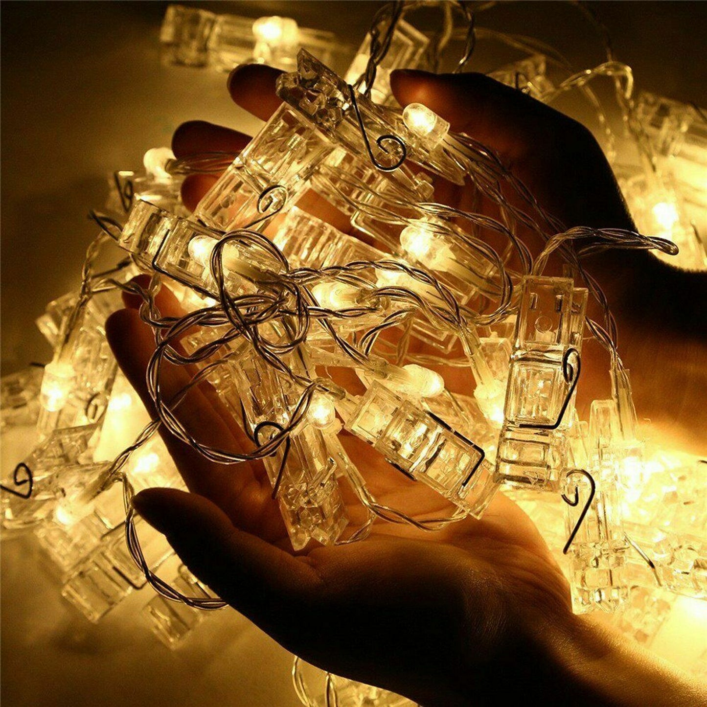 30/50 LED Hanging Picture Photo Peg Clip Fairy String Lights Wedding Party Decor