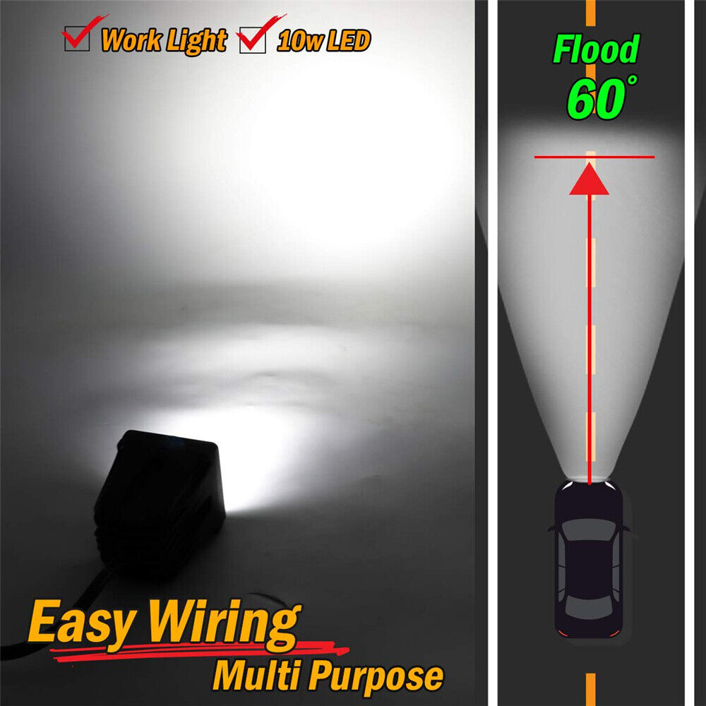 1x 10W CREE LED WORK LIGHT BAR DRIVING OFFROAD FLOOD LAMP 4WD REVERSE TRUCK FORD