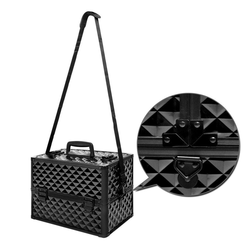 Portable Cosmetic Beauty Makeup Case Carry Bag Organiser Box Diamond AU Stock