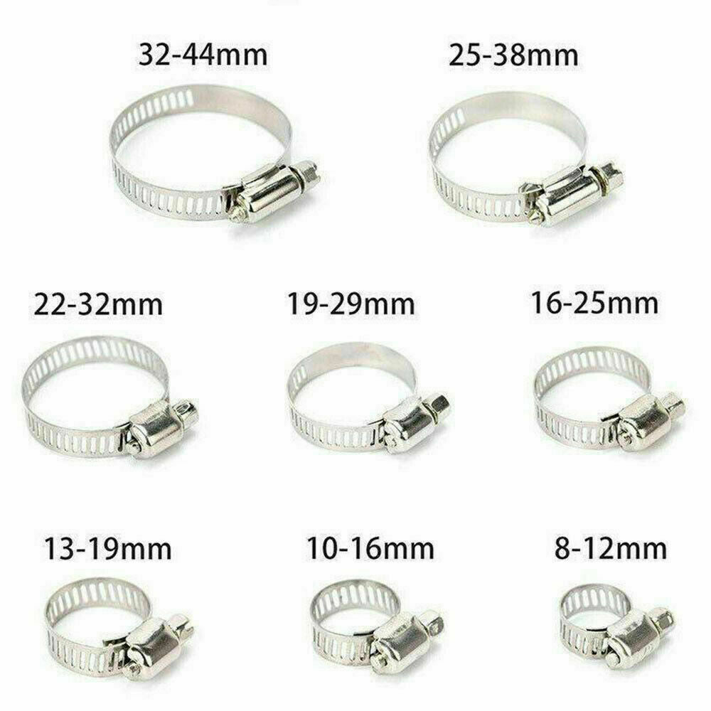 Stainless Steel Hose Clamps Clips Adjustable Range Worm Gear Pipe Clamp 91X Kit