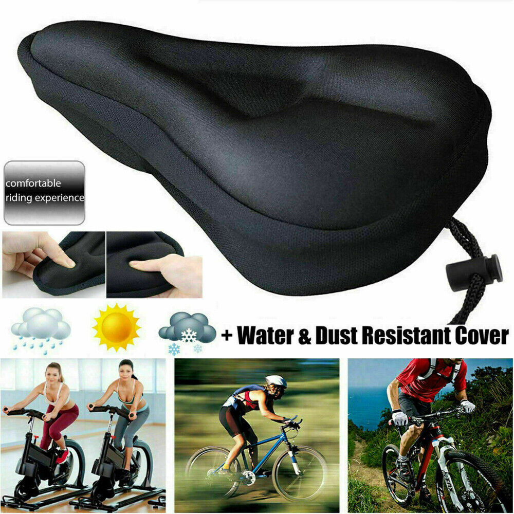 3D Bike Seat Cover Silicone Thick Comfort Gel Cycling Bicycle Saddle Cushion Pad