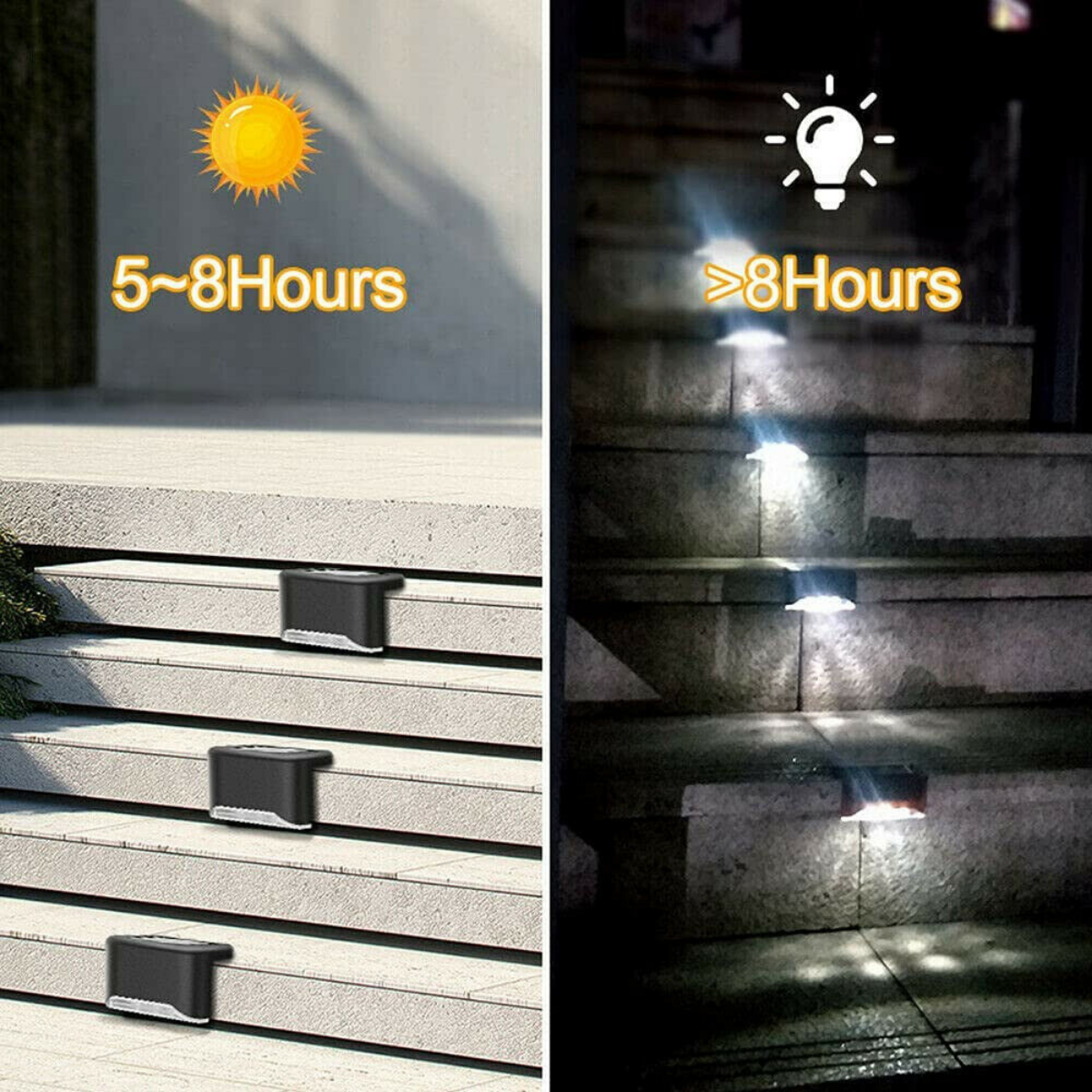 4/8pcs Outdoor Solar LED Deck Lights Garden Pathway Stairs Step Fence Lamps
