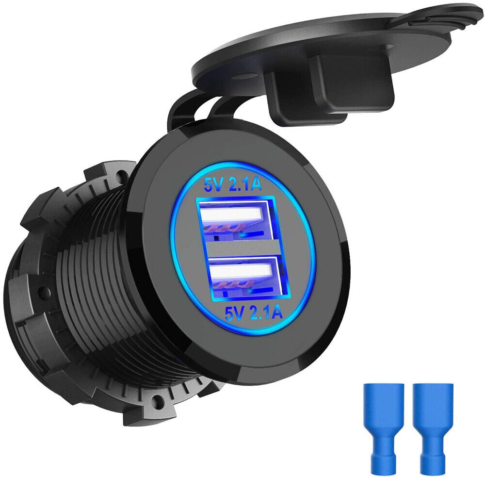 12-24V 2 USB Charger Power Socket Plug Car Boat Outlet 4.2A Adapter Waterproof