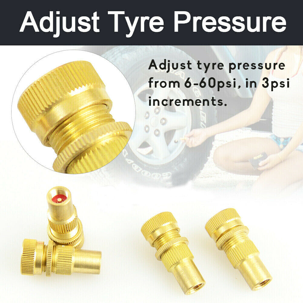 Tyre Deflators x4 Brass Air Deflator 6-60 PSI Tire Valve Core Tool 4WD Automatic