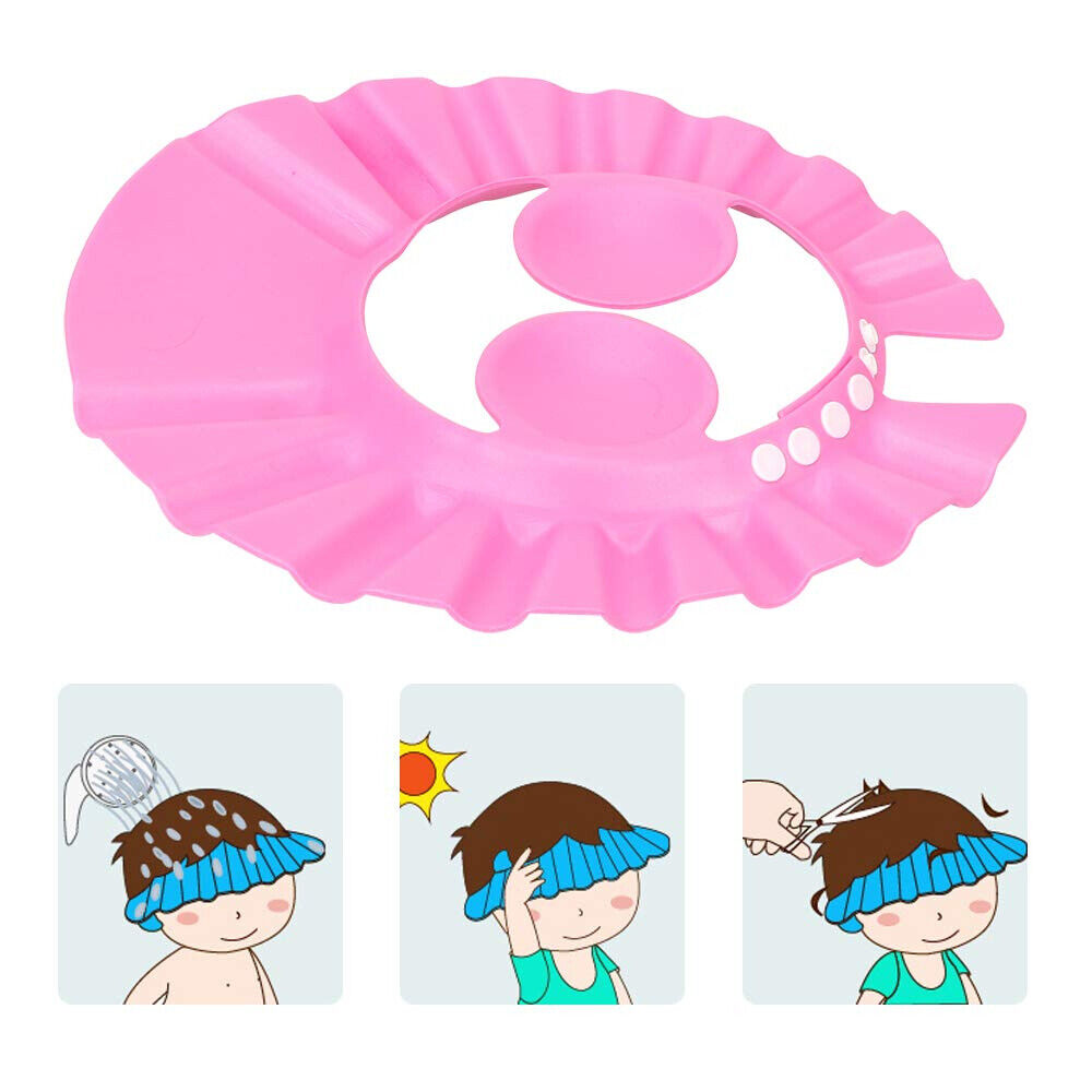 ADJUSTABLE BABY SHOWER CAP CHILDREN BATH HAT SHAMPOO SHIELD WASH HAIR EAR COVERS
