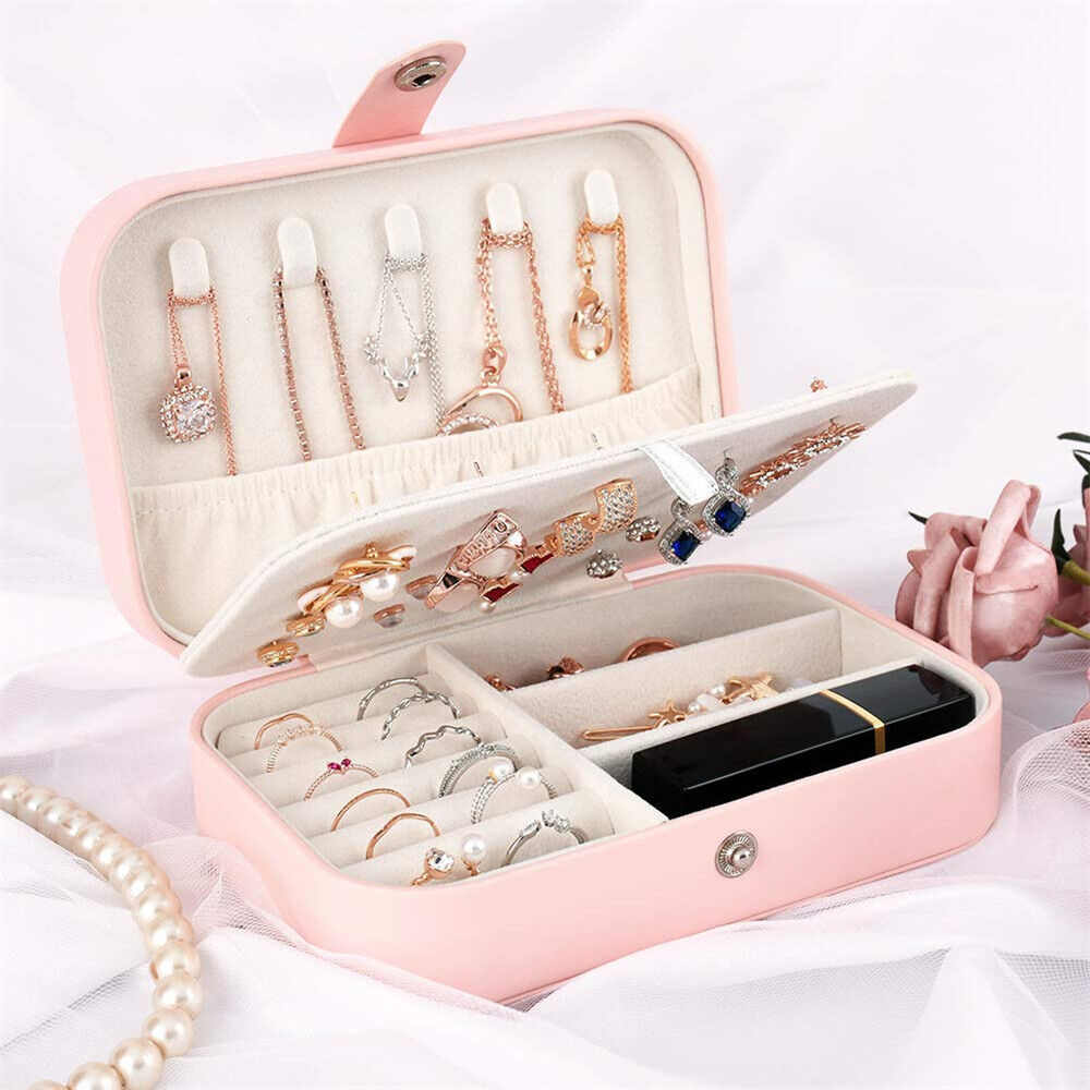 Women Portable Jewellery Box Travel Ornaments Ring Storage Organizer Makeup Case