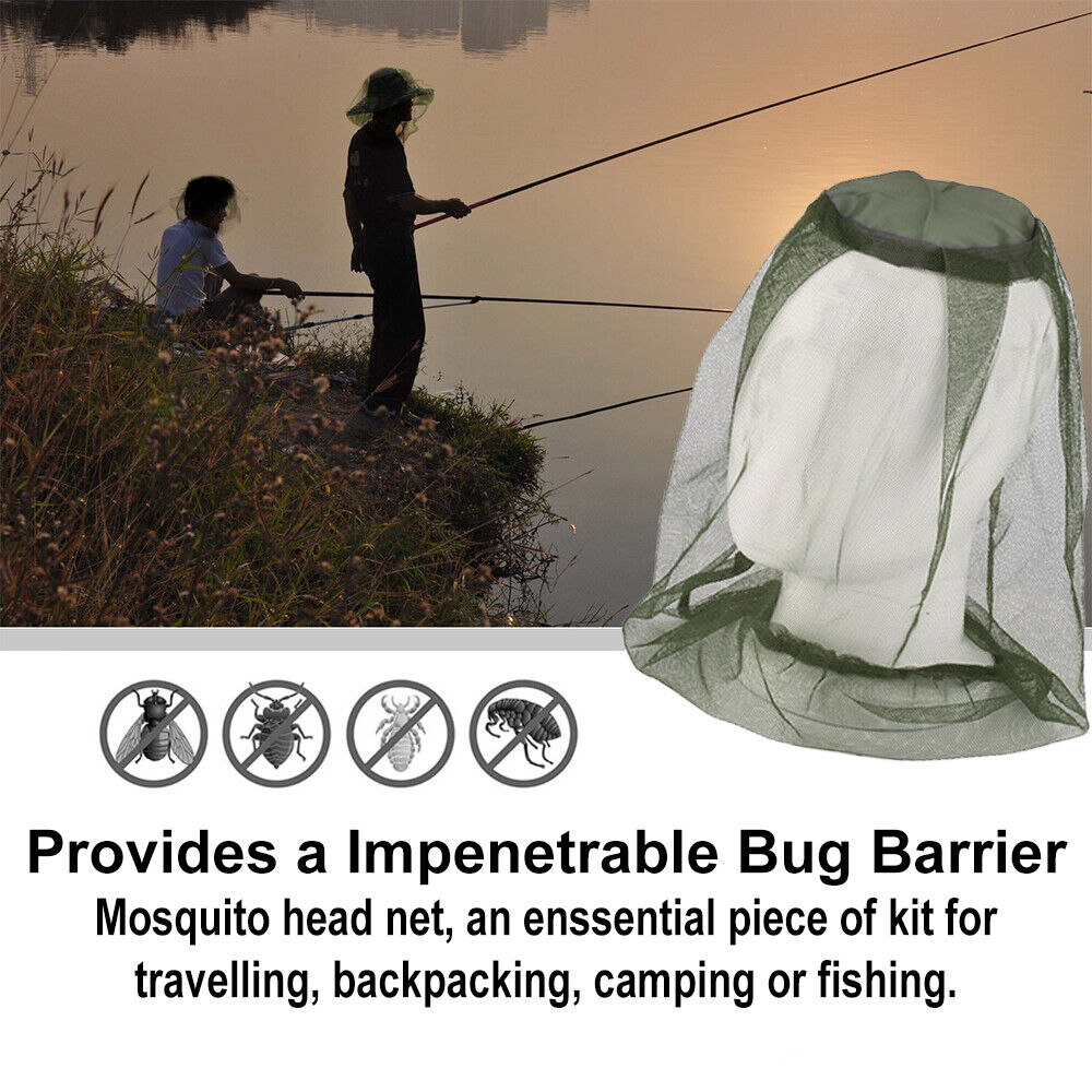 MOSQUITO FLY HEAD NET INSECT MESH HAT BEE BUG MOZZIE PROTECTOR FISHING OUTDOOR