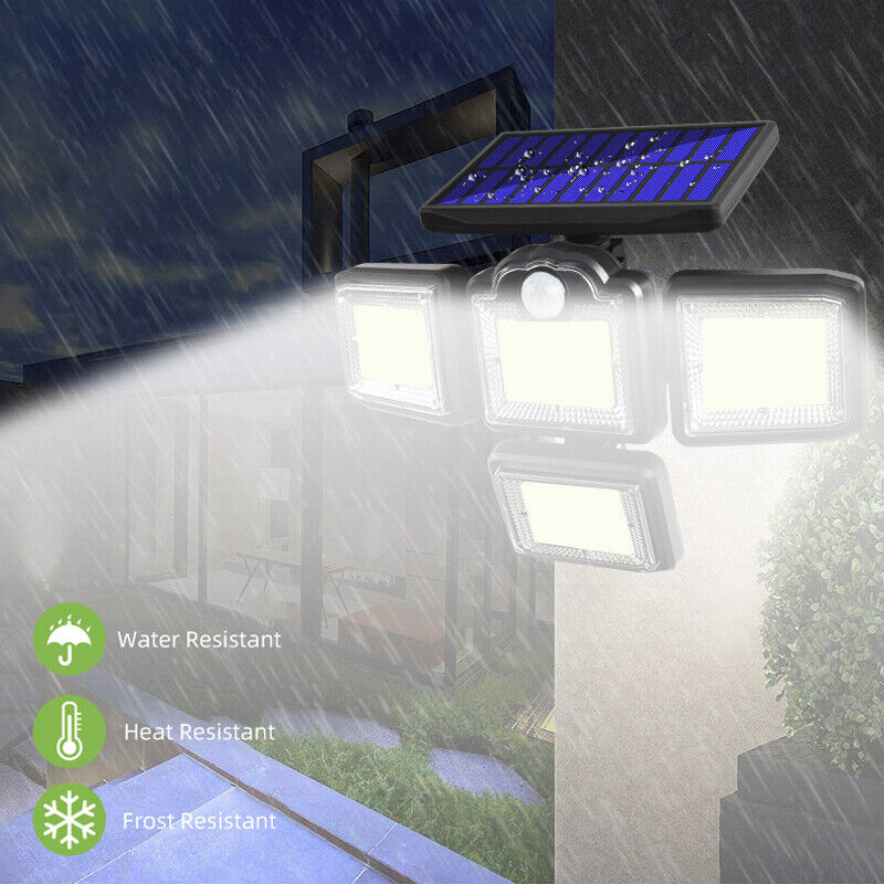 4 Head 192 LED Solar Lights Street Motion Sensor Light Garden Wall Security Lamp