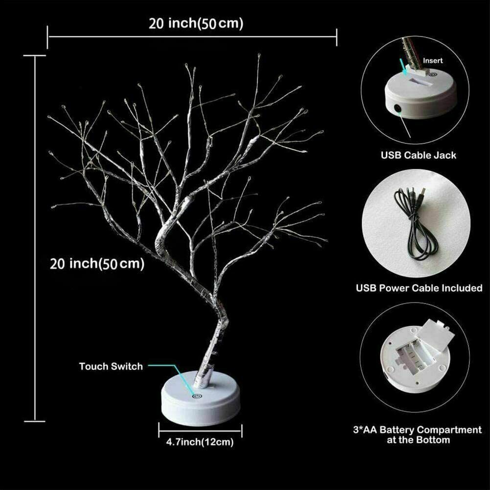 Light Tree Table Desk Lamp LED Night Gold Branch Battery USB Wedding Party Decor