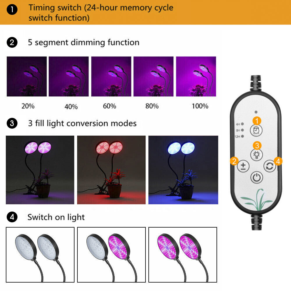 USB LED Grow Light Dimming Indoor Plant Flower Veg Hydroponic UV Growing Lamp AU