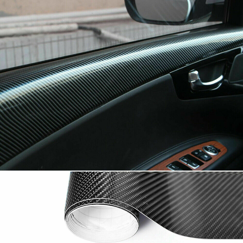 Gloss Black 4D 6D Carbon Fiber Vinyl Car Phone Laptop Wrap Sticker Film