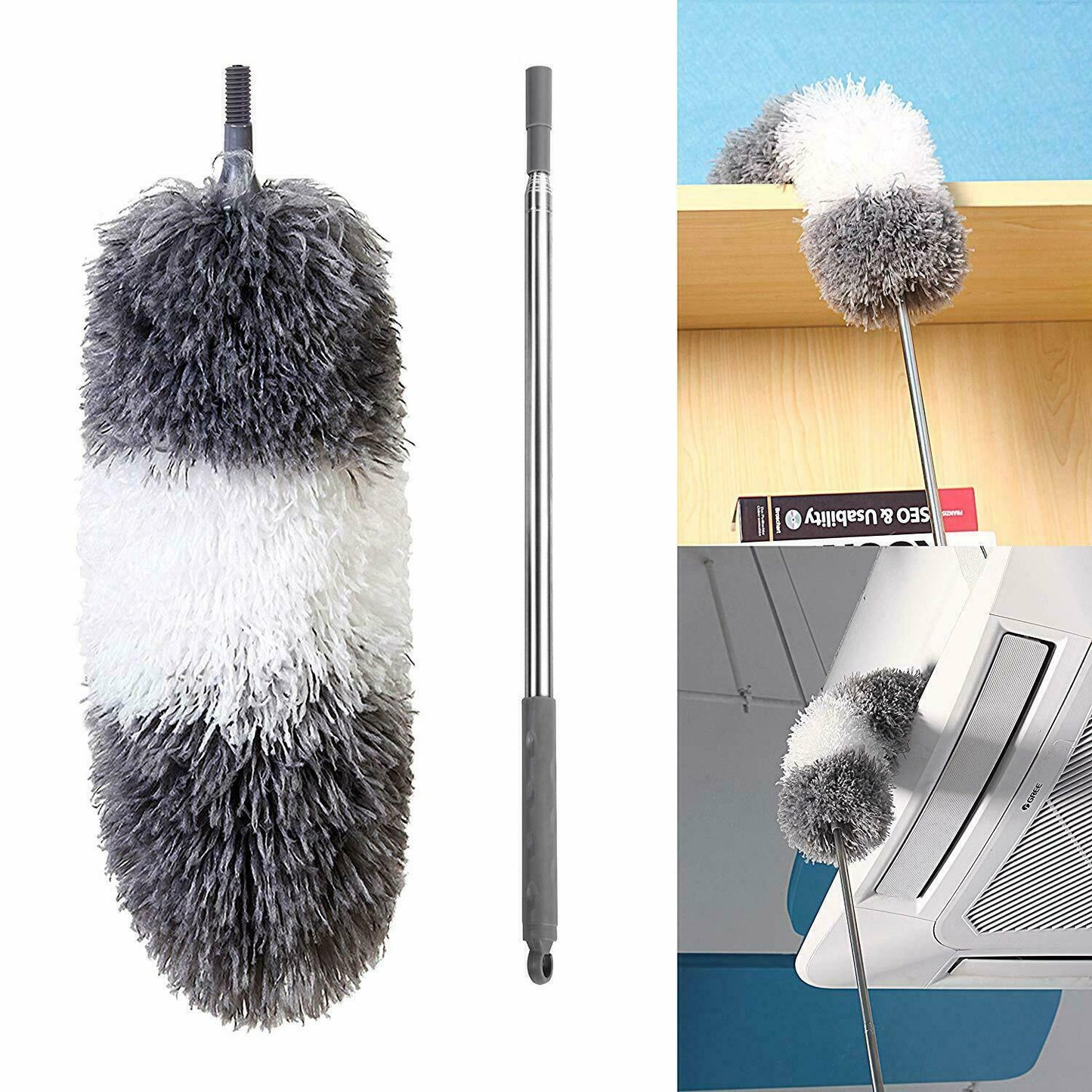 Sweep Joy L7P Microfiber Telescoping Duster Stainless Steel Pole Bendable Head