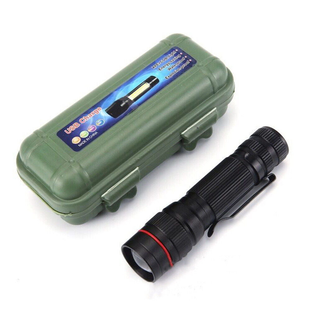 900000Lumens Zoom Flashlight LED Rechargeable Lamp Tactical Torch w/Battery AU