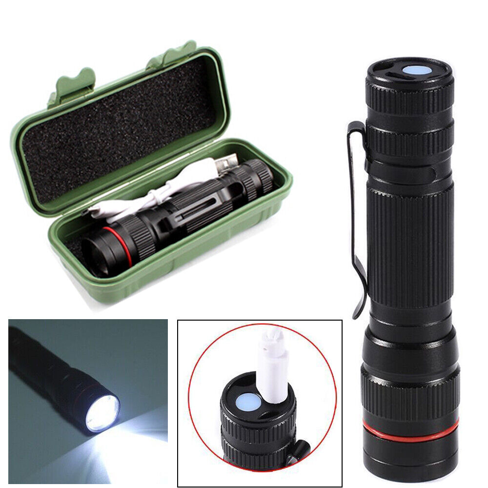 900000Lumens Zoom Flashlight LED Rechargeable Lamp Tactical Torch w/Battery AU