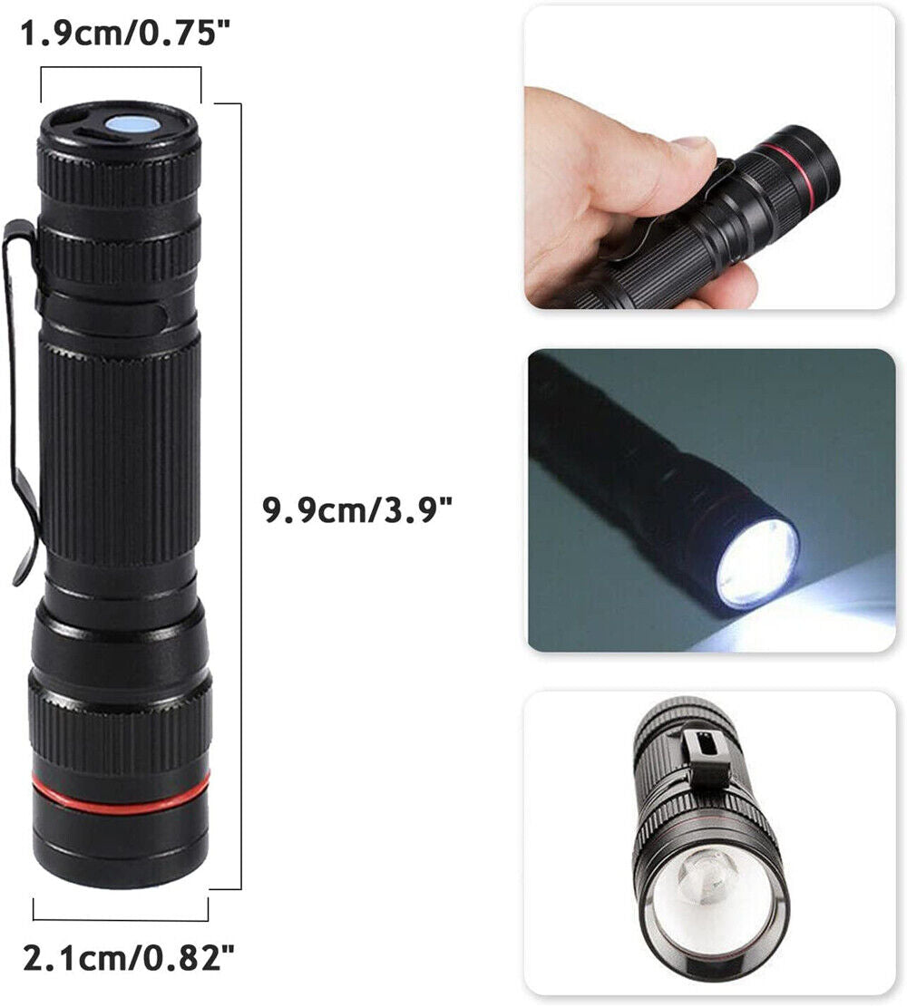 900000Lumens Zoom Flashlight LED Rechargeable Lamp Tactical Torch w/Battery AU