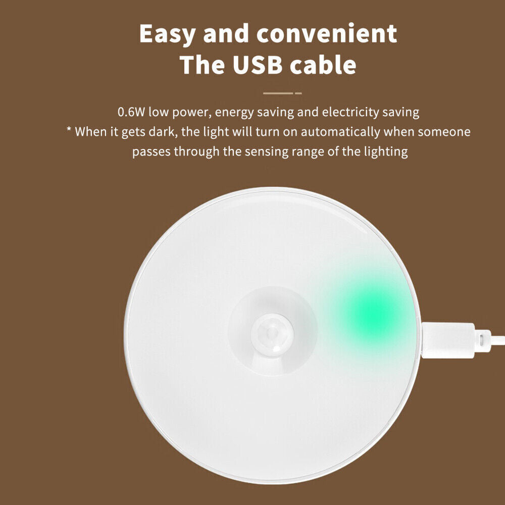 Motion Sensor LED Night Light Rechargeable USB Induction Lamp WallMount