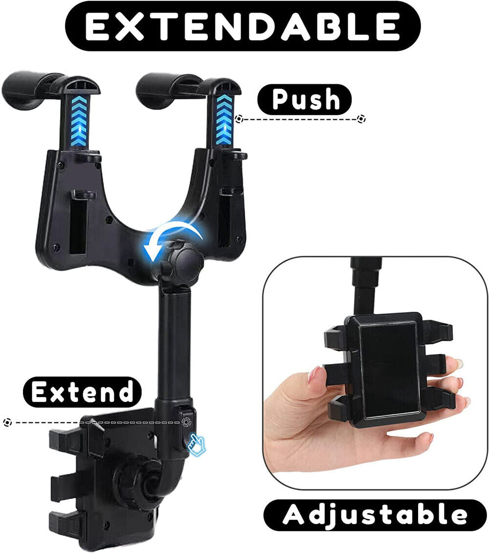 360¡ãCar Rear View Mirror Mount Holder Retratable GPS Stand Universal for iPhone