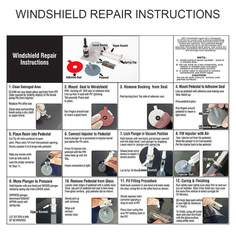 Windows Tool Chip Resin Crack Remove Glass Recovery Car Windscreen Repair Kit AU