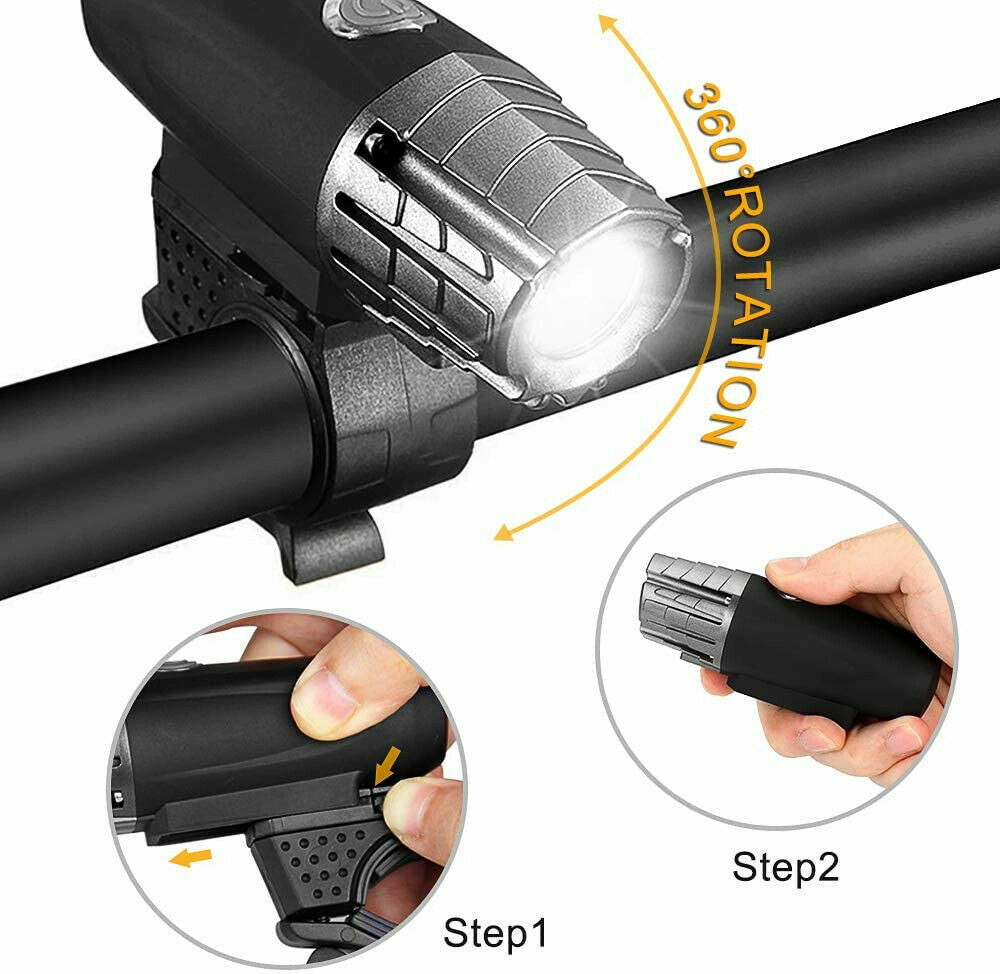 Set Waterproof Bicycle Bike Lights Front Rear LED Light Lamp USB Rechargeable AU