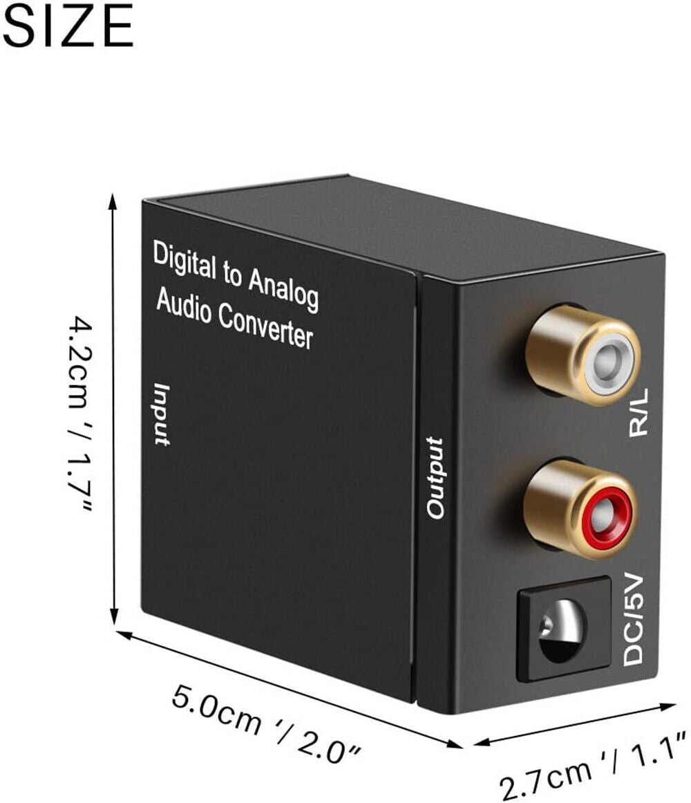 Optical Coaxial Toslink Digital to Analog Audio Converter Adapter RCA L/R 3.5mm