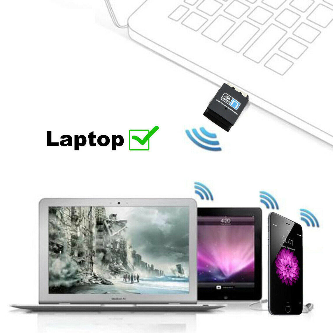 USB Wireless N WiFi Adapter Dongle Network LAN Card 802.11n 300Mbps Windows 10