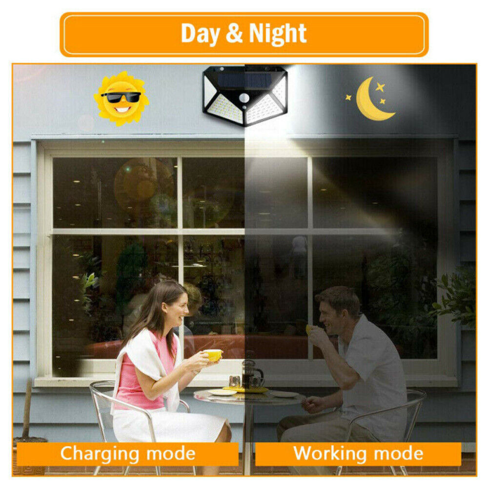 Solar Sensor Wall Light 100 LED Motion Lamp Lights Outdoor Safety Security Home