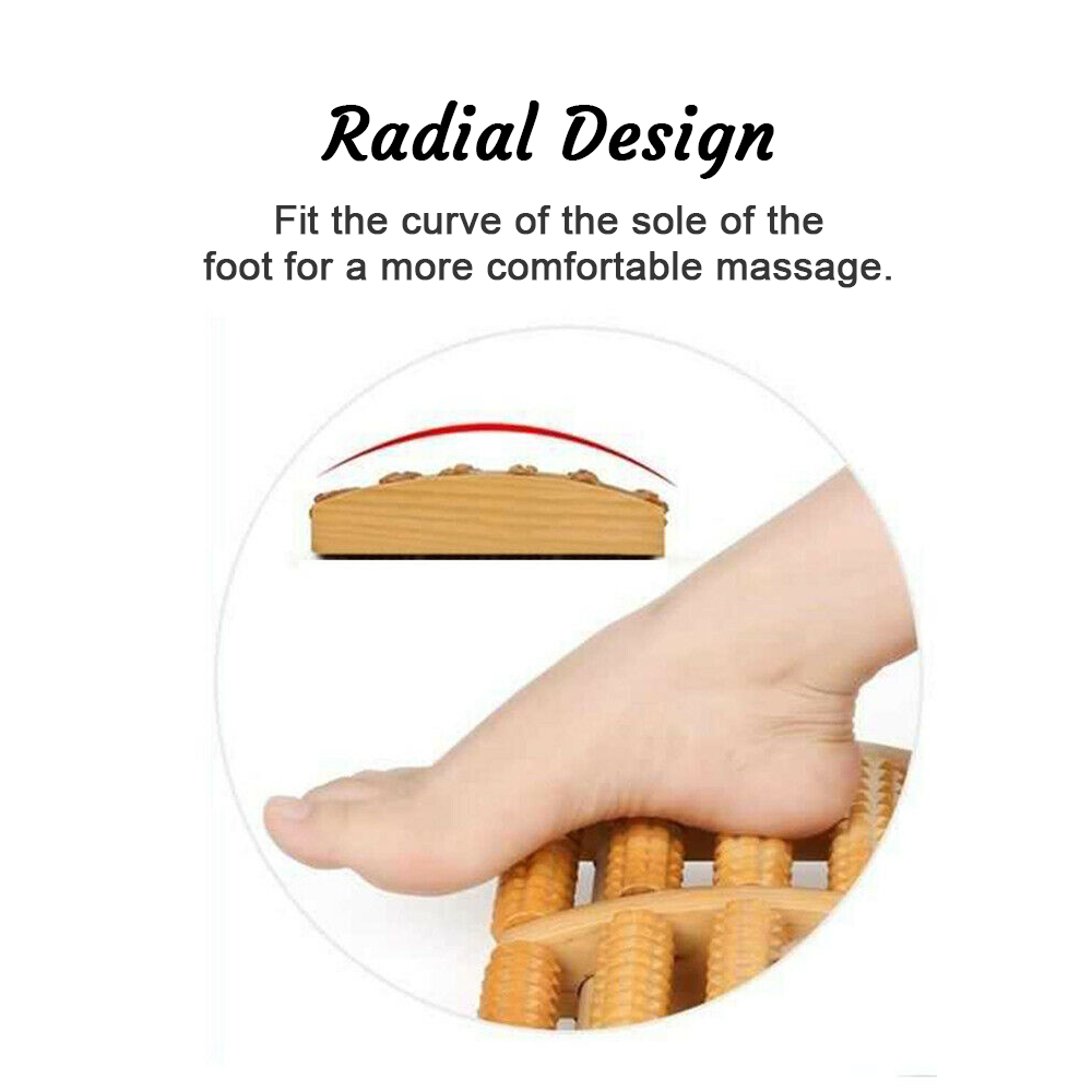 LARGE Wooden Foot Pain Massager 5 Roller Care Reflexology Relax Stress Relief Ne