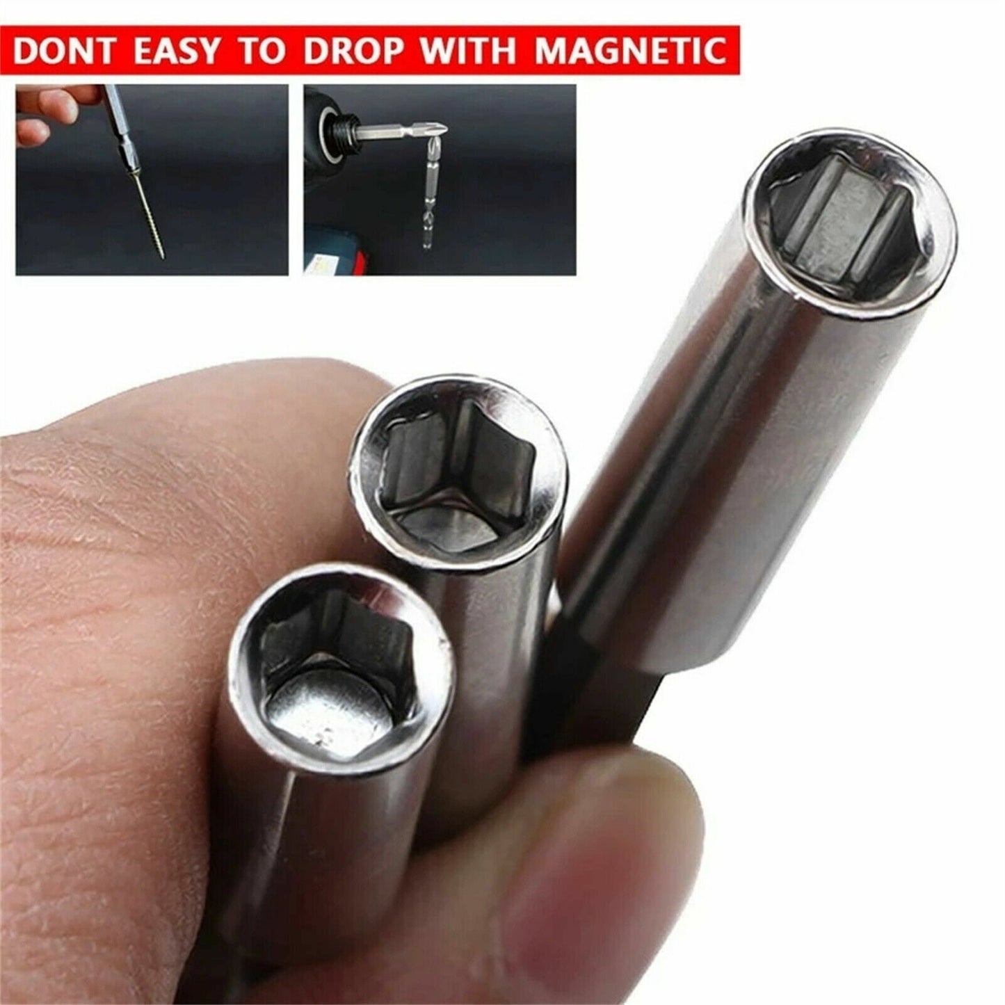3-Piece Hex Shank Magnetic Screwdriver Extension Socket Drill Bit Holder 6.35MM