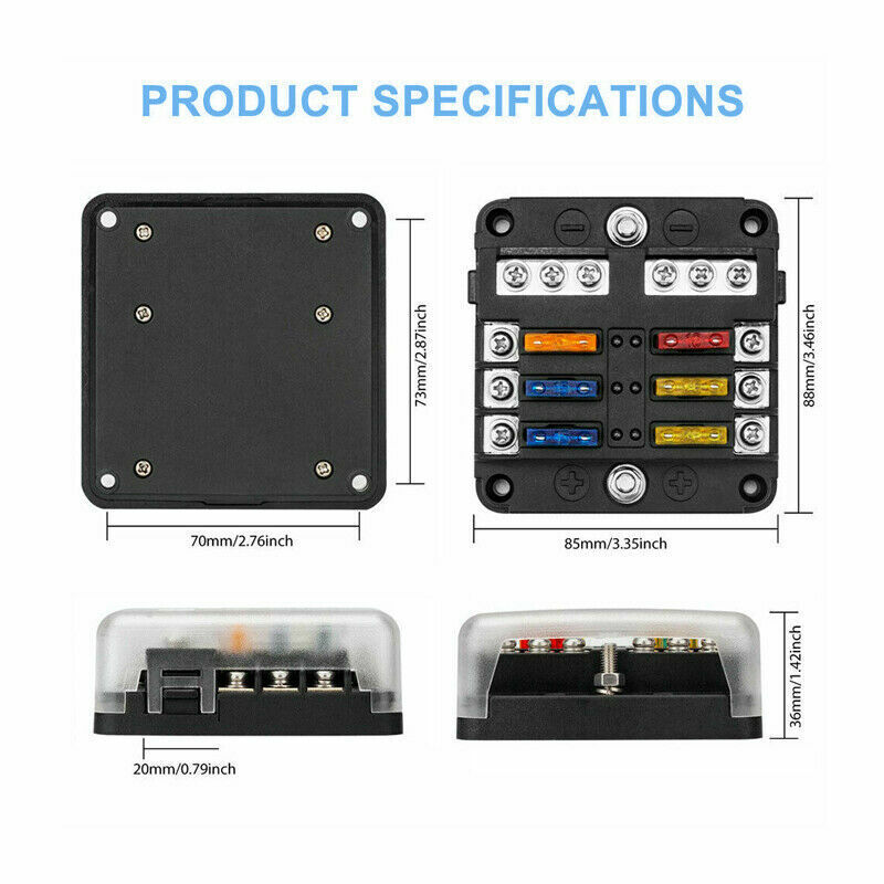 23PC 6 Way Blade Fuse Box Block Holder Indicator LED Light 12V/32V Car Marine AU